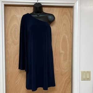 Andrea Behar One Shoulder Blue Mini Dress